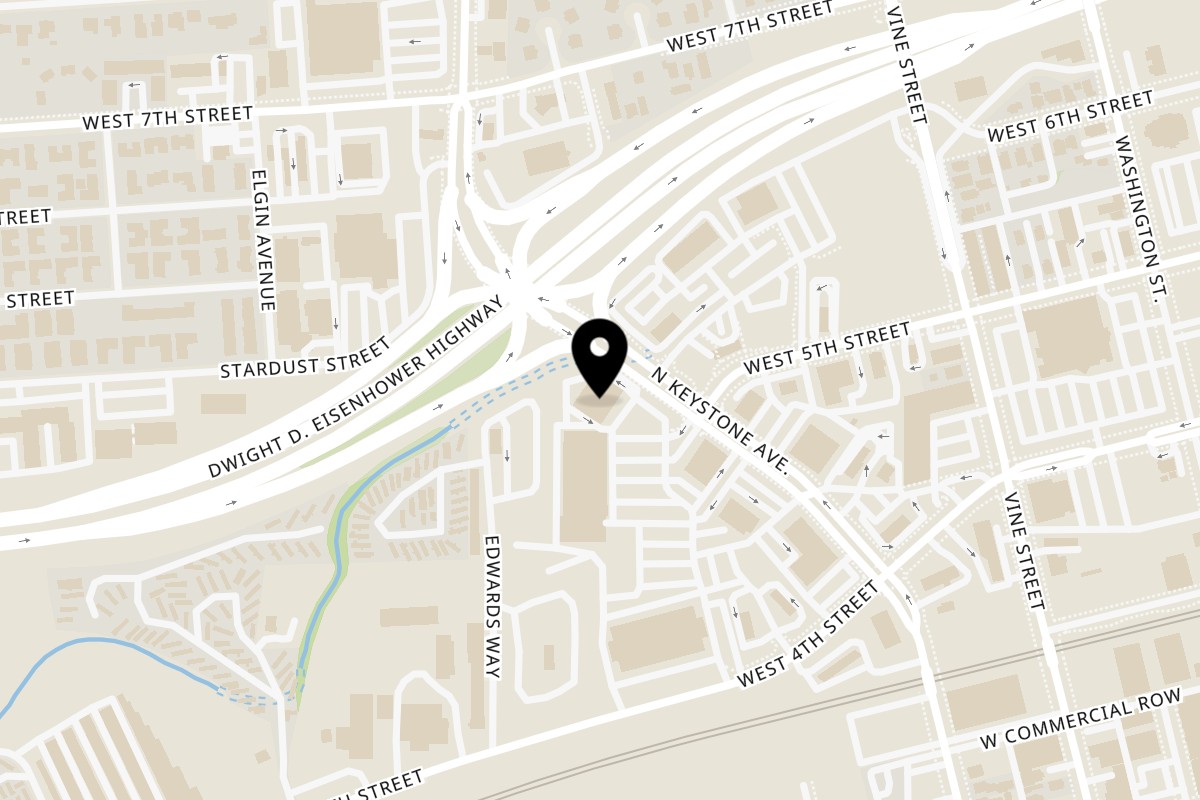 Map showing the location of Royal India on 575 Keystone Ave in Reno