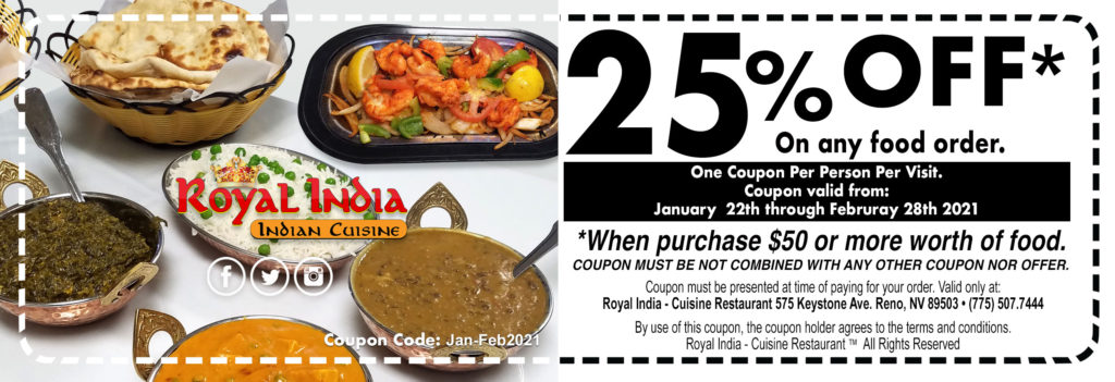 Royal India - Coupons - Reno, NV